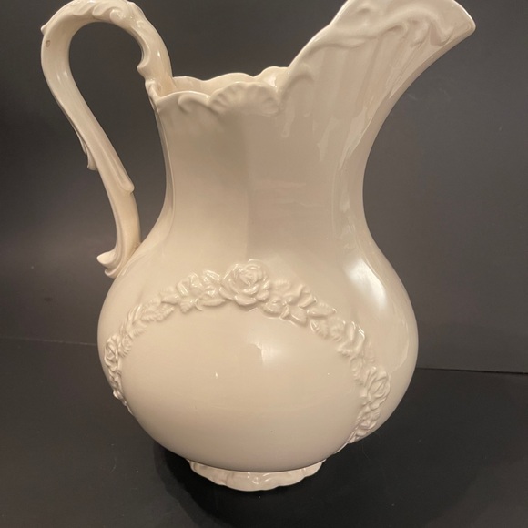 Vintage Ceramic Water Pitcher with Rose Garland Detail - Picture 5 of 8